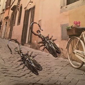 Silver bugs insects earrings beautiful realistic
